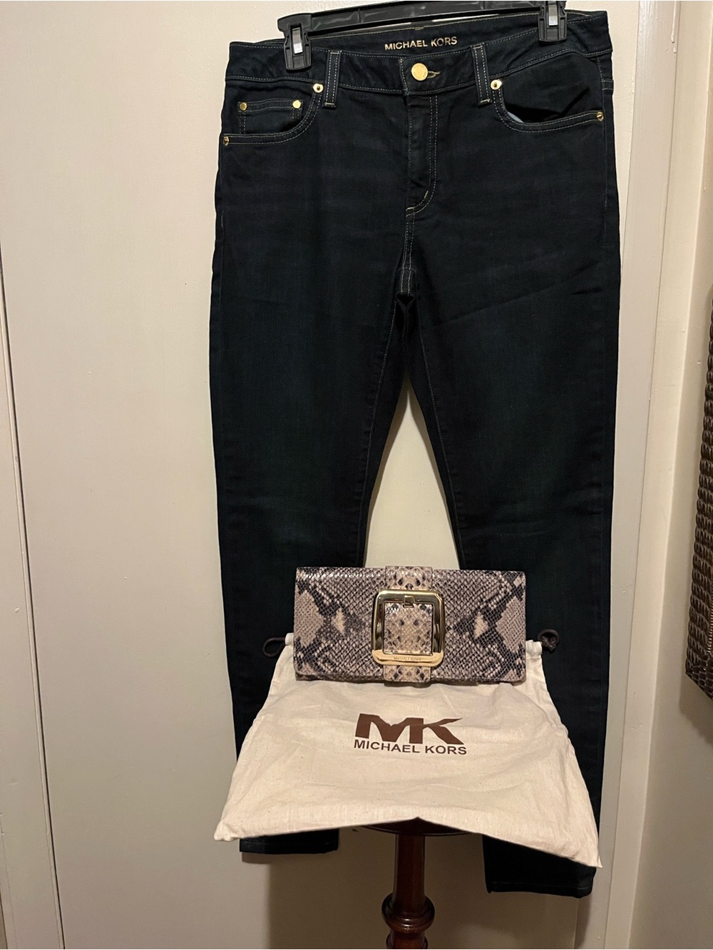 Michael Kors denim Skinny Jeans with Gold-Tone Accents